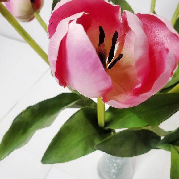 Pottery Barn Faux Tulips with LSA International Glass Vase - Picture 9 of 14